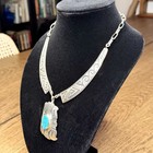 Vintage Thomas Singer Sterling Silver Turquoise Navajo Statement Necklace 85g