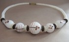 Antique Czech Hand-painted Milk Glass Necklace  Art Deco Era  C  1930s  Rare