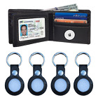 Airtag Wallet   4-pack Keychain Genuine Leather Credit Card Holder Air Tag Case