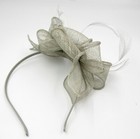 Grey Sinamay Feather Fascinator Headband Weddings  Party Races  b19