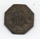 1910 Octagonal Brass Trade Token From Otto s Club Good For 10 Cents In Trade