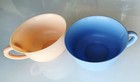 Vintage Cups Peach   Blue Lightweight Picnic Cups Made In Usa