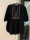 Biba Women   s Black Embroidered Cotton Kurta kurti Tunic Mandarin Collar S