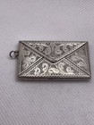Vintage Solid Silver Envelope Shaped Double Stamp Box Holder Case 
