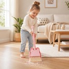 Mayev Mini Broom With Dustpan For Kids little Housekeeping 2 Piece Set  Pink