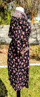 Vtg Floral Petite Flowy Small Long Sleeve Button Cinched Waist Midi Dress Euc