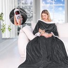 Wearable Heated Blanket W  Sleeves   Foot Pocket Electric Heated Throw New