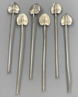 Sterling Silver 925 Leaf Straws Spoons Mint Julep Set Of 6 Jul06