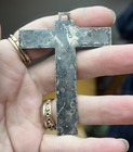 French Crucifix Silver Plate Jesus Pectoral Cross Art Deco 3    Necklace Alter Boy