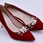 1 Pair Pearl Shoe Clips Rhinestone Crystal Buckles Flower Charms For Wedding