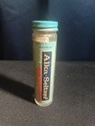 Vintage Alka-seltzer Glass Tube Bottle With Metal Screw On Lid  With One Tablet