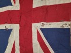 Vintage British Flag union Jack Panel-stitched 63 X 35 Distressed