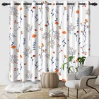 Floral Blackout Curtains 84 Inches Long 2 Panels Set  Botanical Printed Drape   