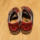 Bowling Shoes Toddler Sz 9 Rentals Leather Suede Red Blue Gray Hook Loop Vtg