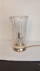 Vintage Lead Crystal Glass Tabletop Torch Lamp Light Brass Plated Base 8 5 