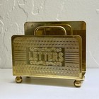 Vintage Brass Engraved Mini Letter Holder Rack Organizer Made In England
