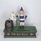 Vintage Trick Dog Cast Iron Mechanical Coin Bank Toy Made In Taiwan Works 