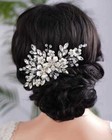 Silver Rhinestone Hair Comb Crystal Leaf Wedding Flower Headpiece