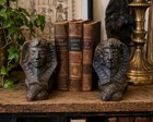 Pair Antique Cast Iron Egyptian Revival Sphinx Bookends     Art Deco     C 1920s 30s