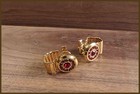 New Mens Cufflinks  Brand - The Lisa Jewelry Company Gold Tone And Red - Vintage