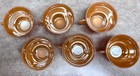 6 Vintage Fire-king Peach Luster Cups Laurel Leaf Three Bands Anchor Hocking