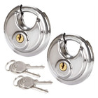 2 Round Lock Padlock Storage Unit Key Stainless Steel Cylinder Waterproof Silver