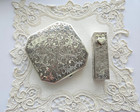 Vintage japanese   950 Silver  better Than Sterling  Compact Lipstick Orig Box