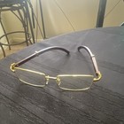 Cartier Gold Metal Full Rim Rectangular Eyeglasses Frames Solid Pattern Mpn 140