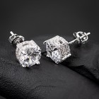 Fully Iced Round Cut Solitaire Men s Women s  Sterling Silver Stud Earrings