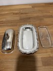 Vintage Oneida Usa Silver Plated Butter Dish With Lid And Glass Insert 