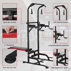 Power Tower With Bench Pull Up Bar Dip Station Gym Strength Training Adjustable