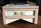 Vtg Painted Tramp Art Sewing Box 1930s Depression Folk Trinket  Cigar Box  Xmas 