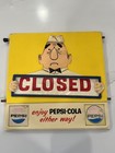 Rare Vintage 1960s Pepsi Ad Rolling Open   Closed Sign Happy Sad Diner Guy Diet