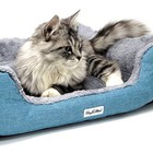 Cat Cushion Bed Blue Soft Pet Bed W  Charcoal Odor Bags For Cats Small Dogs