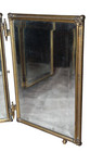 Antique Victorian Brass Trifold Beveled Vanity Mirror Tabletop Or Hanging
