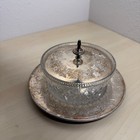 Antique 1885 Victorian Silver Plate Covered Butter Trinket Dish Ivy Rd 27552