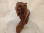 Vintage Hand Carved Wood Lion Full Body 10x8 Inch Read