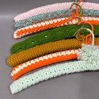 Lot Of 7 Vintage Handmade Crocheted   Knitted Wooden Hangers Multicolor