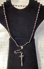 Vintage Italy Silver Plated Beaded 19    Religious Catholic Rosary Necklace Clean