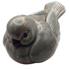 Glazed Ceramic Chubby Resting Bird Decorative Figurine Blue   Brown Home Decor