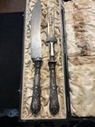 Vintage German 800 Silver 2pc Carving Knife   Fork Set W  Case Engraved Floral
