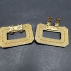 Vintage 60s Tiptoe Shoe Clips Pair Gold Tone Open Rectangle Beaded Buckle Frame
