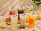 6 Pack 13oz Square Drinking Glasses With Lids And Bent Glass Straws  Reusable Gl