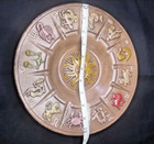 Ceramic Ashtray Plate Astrological Zodiac Signs Sun 1973 Handpainted Vintage 