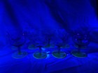 Vintage Weston Uranium Watermelon Glass Cups 9 Pink Green Floral Sorbet Cocktail