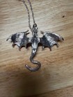 Vintage Red Dragon Pendant Necklace With Silver Chain
