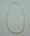 Vintage 14k Gold Cultured Pearl Strand Necklace 18    Round White Pearls 6 5-6 9mm