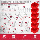 Sedy 121-pc Red Pegboard Hooks Set  Metal Peg Board Organizer   Bins