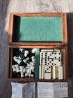 Vintage Chess And Cambor Dominos Set-h  Baron Co  Ny Wood Storage Trinket Box