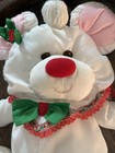 Vtg 1987 Fisher-price Holiday Puffalump White Mouse Plush Christmas Candy Cane